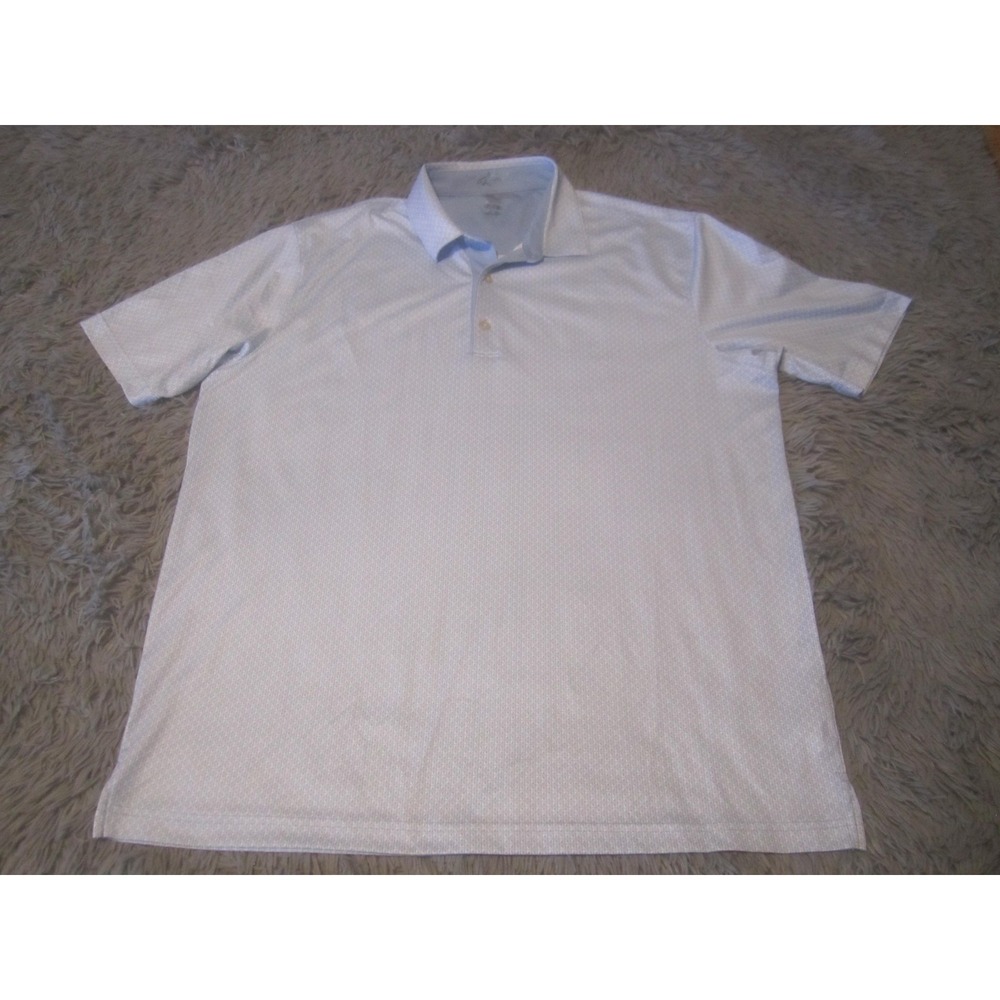 Greg Norman ML75 Polo Shirt Mens XL Blue Geometric Golf Moisture Wicking
